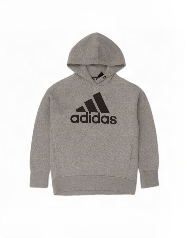 Felpa con cappuccio grafica da donna Adidas UK 12/14 Cotone chiazzato grigio medio