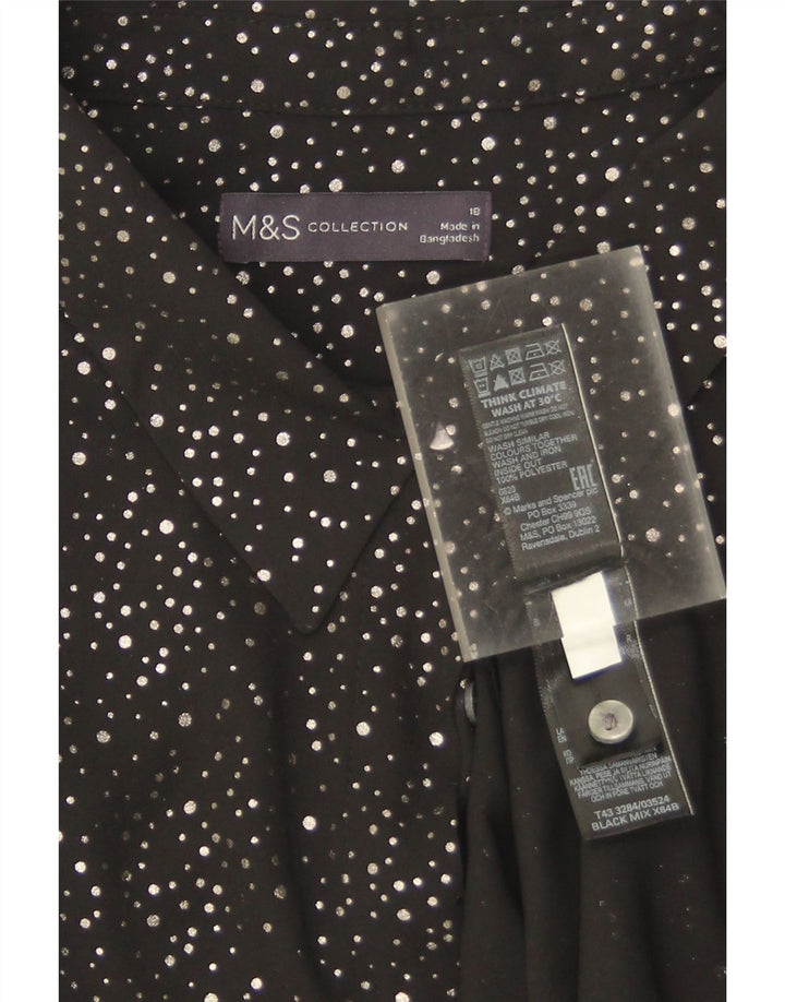 Camicetta camicia oversize da donna Marks & Spencer UK 18 XL nera maculata