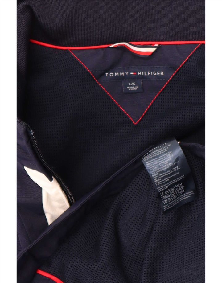 Giacca antipioggia da donna Tommy Hilfiger UK 14 Large in nylon color block blu navy