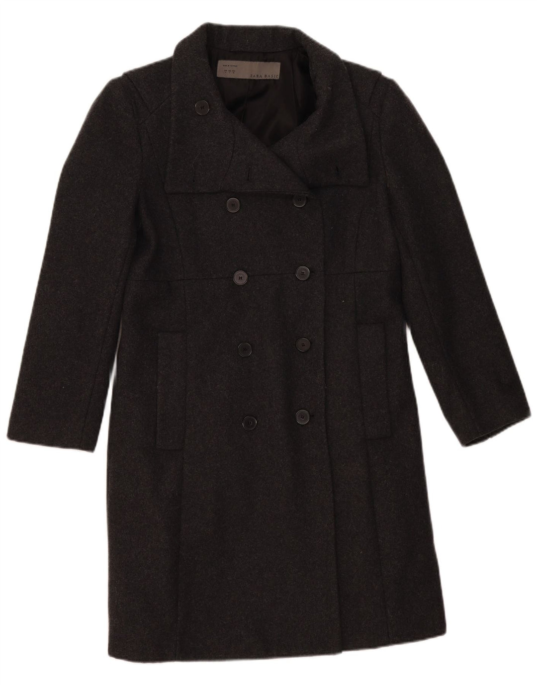 Cappotto doppiopetto da donna Zara UK 16 grande lana grigia