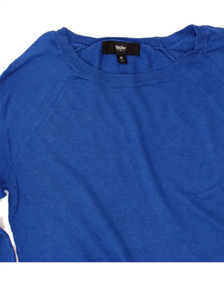 MOSSIMO Womens Boat Neck Jumper Sweater UK 12 Medium Blue Nylon Vintage Mossimo and Second-Hand Mossimo from Messina Hembry 