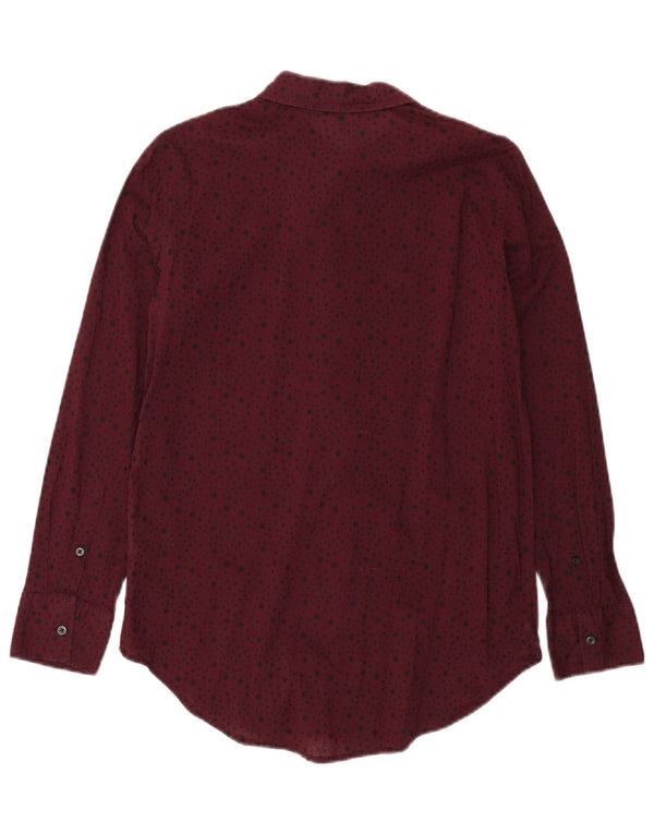 Camicia Benetton Donna UK 6 XS Cotone Maculato Bordeaux