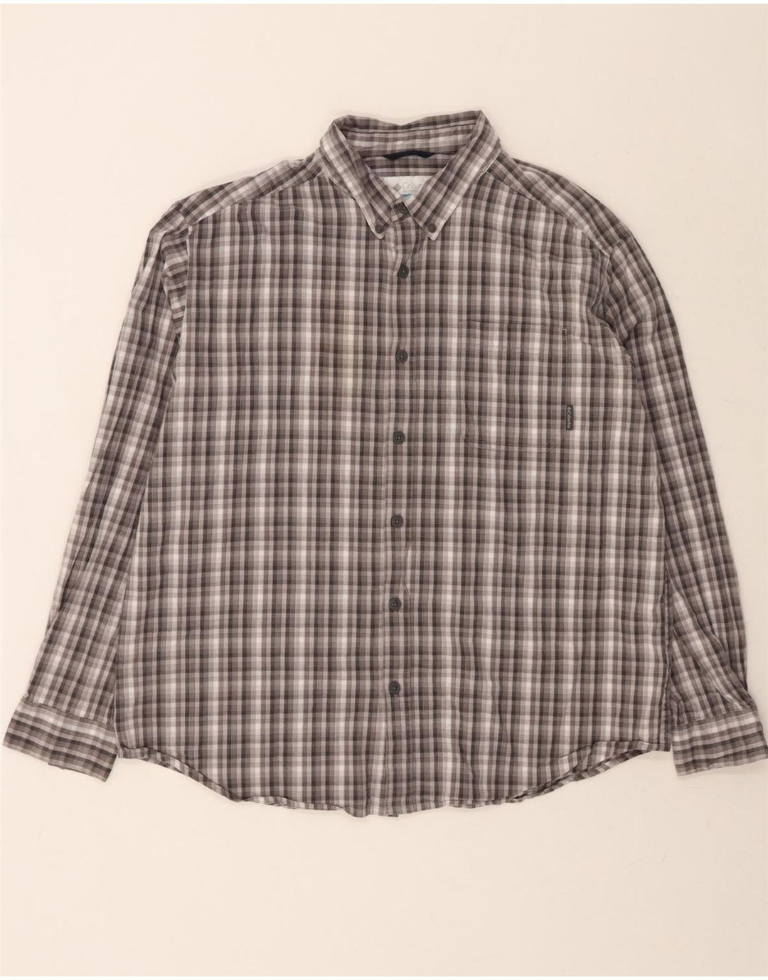 COLUMBIA Mens Shirt XL Grey Check Cotton Vintage Columbia and Second-Hand Columbia from Messina Hembry 