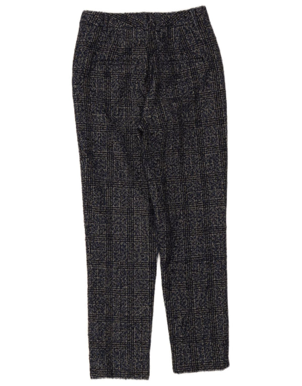 Pantaloni da abito slim da donna Benetton UK 6 XS W26 L27 scozzese blu navy