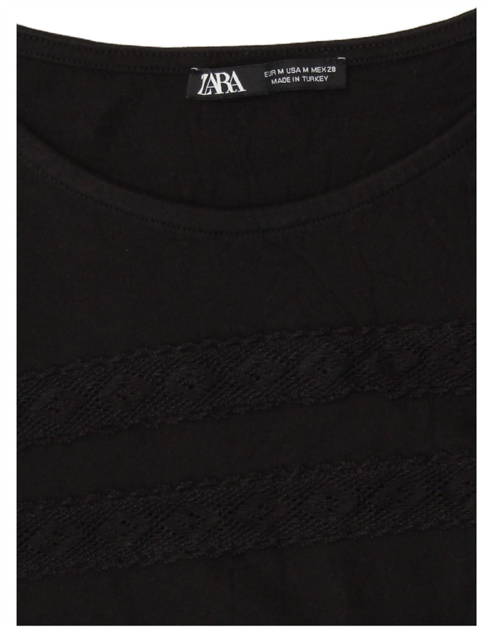 Top corto da donna Zara UK 12 medio nero geometrico