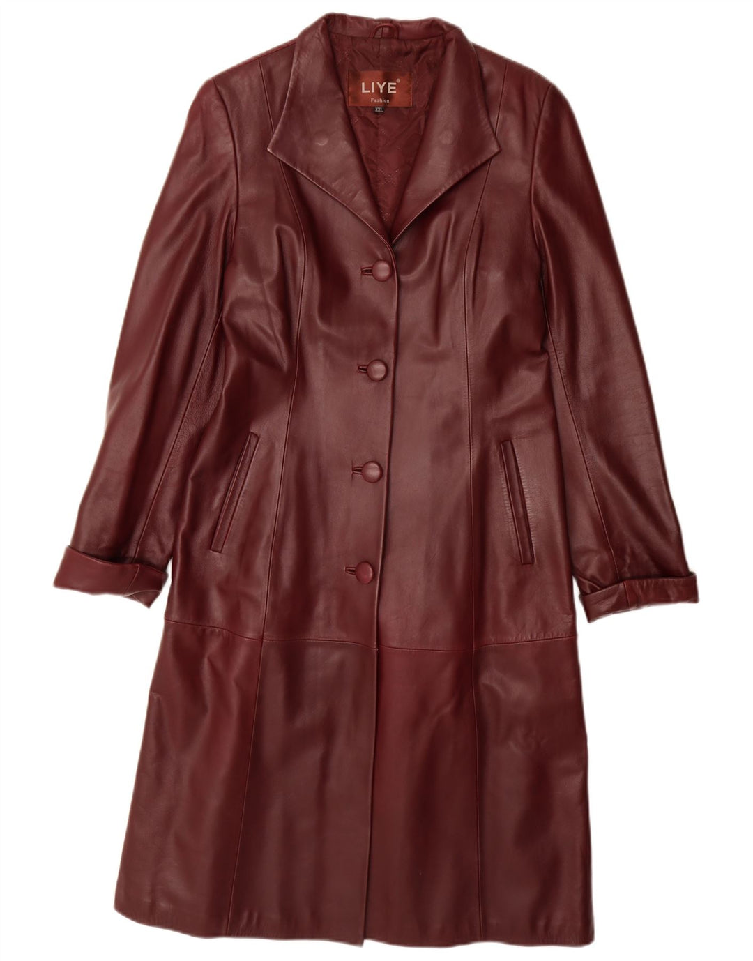 Cappotto in pelle vintage da donna UK 20 2XL Pelle bordeaux