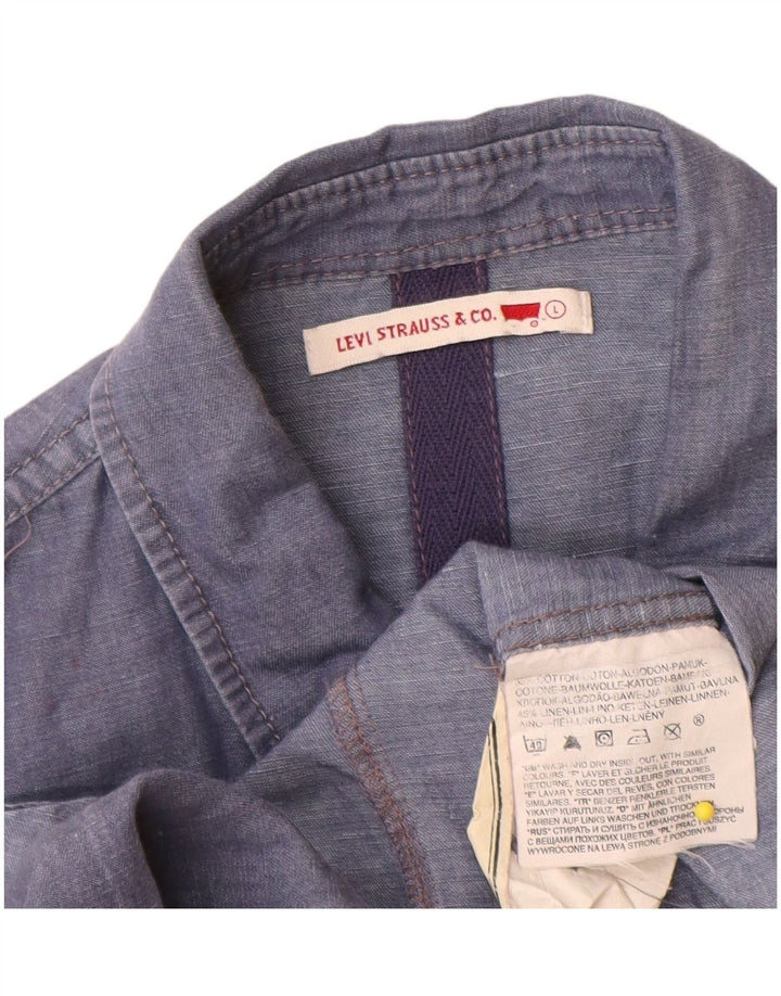 Camicia a maniche corte da donna Levi's UK 14 grande cotone blu