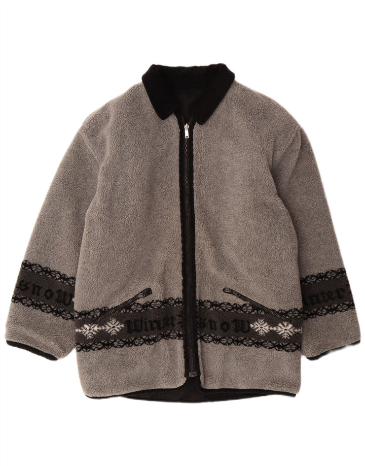 Giacca in pile reversibile con grafica da uomo VINTAGE UK 38 Grigio medio Fair Isle