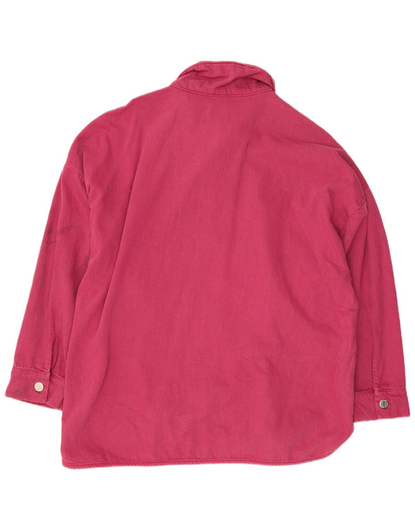 Camicia in denim da donna Zara UK 16 grande cotone rosa