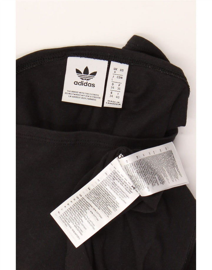 Abito ADIDAS da donna con maniche a 3/4 e spalle scoperte UK 8 piccolo in cotone nero