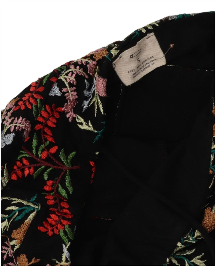 PINS AND NEEDLES Abito sottoveste da donna UK 8 Piccolo floreale nero