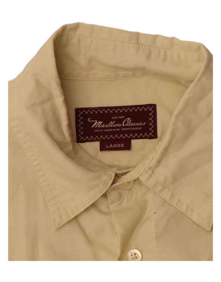 Camicia a maniche corte da uomo Marlboro Classics grande gialla