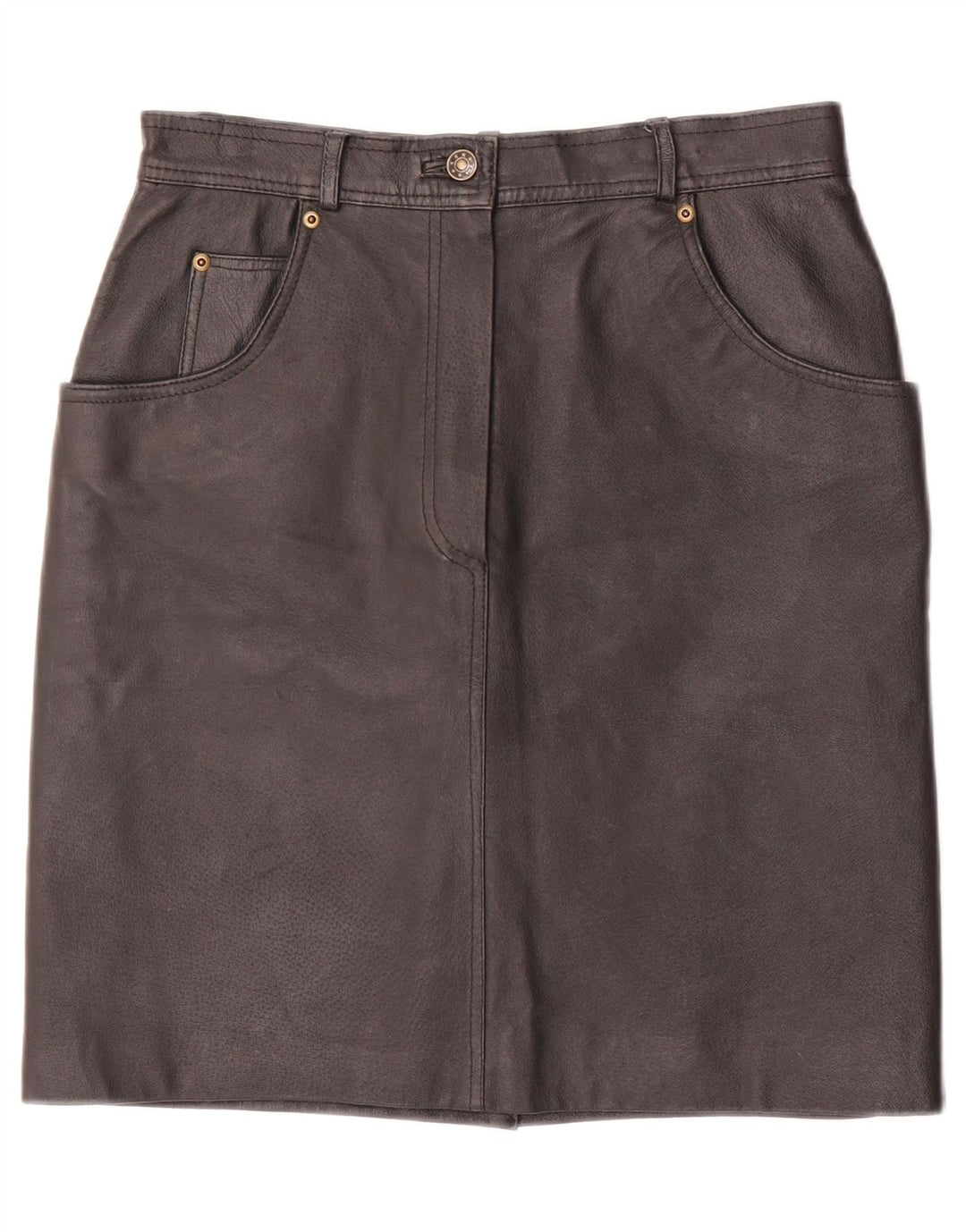 Gonna in pelle da donna vintage EU 40 media W28 in pelle nera
