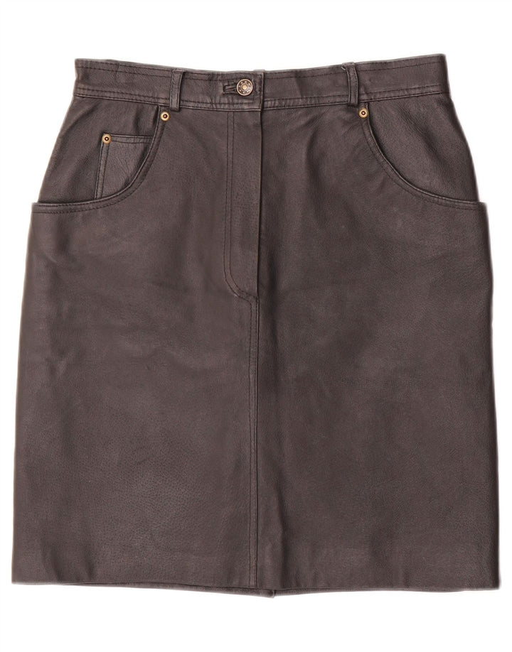 Gonna in pelle da donna vintage EU 40 media W28 in pelle nera