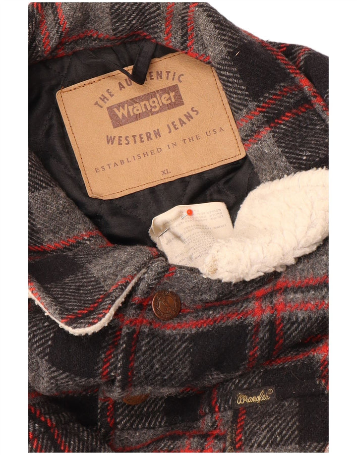Giubbotto bomber da uomo Wrangler UK 42 XL lana a quadri grigia