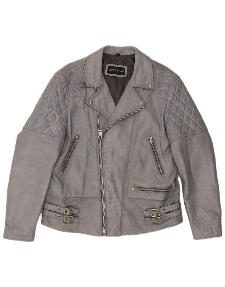 Giacca da motociclista in pelle da donna della gamma Smart UK 20 2XL Pelle blu