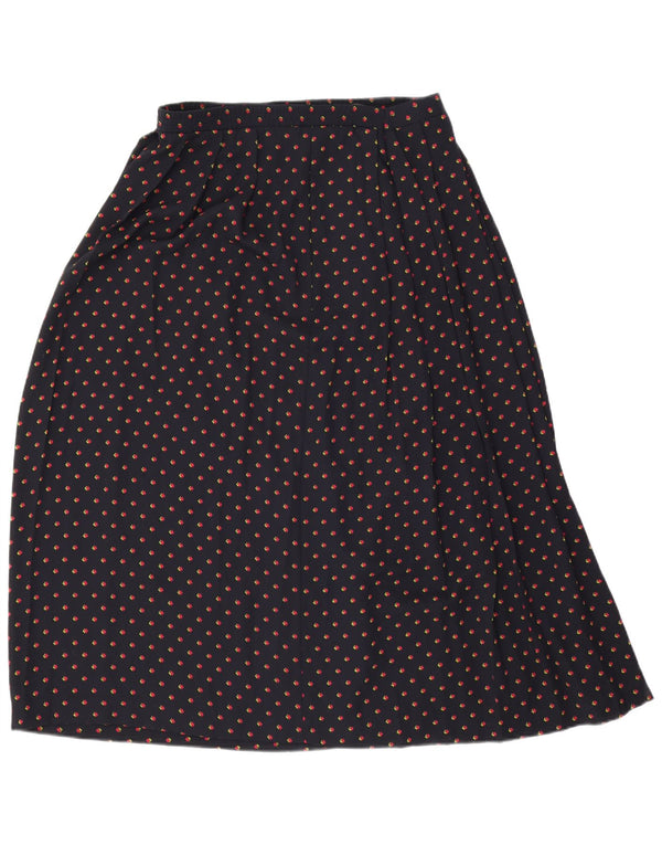 Gonna a trapezio a vita alta da donna vintage US 6 media W32 blu navy floreale