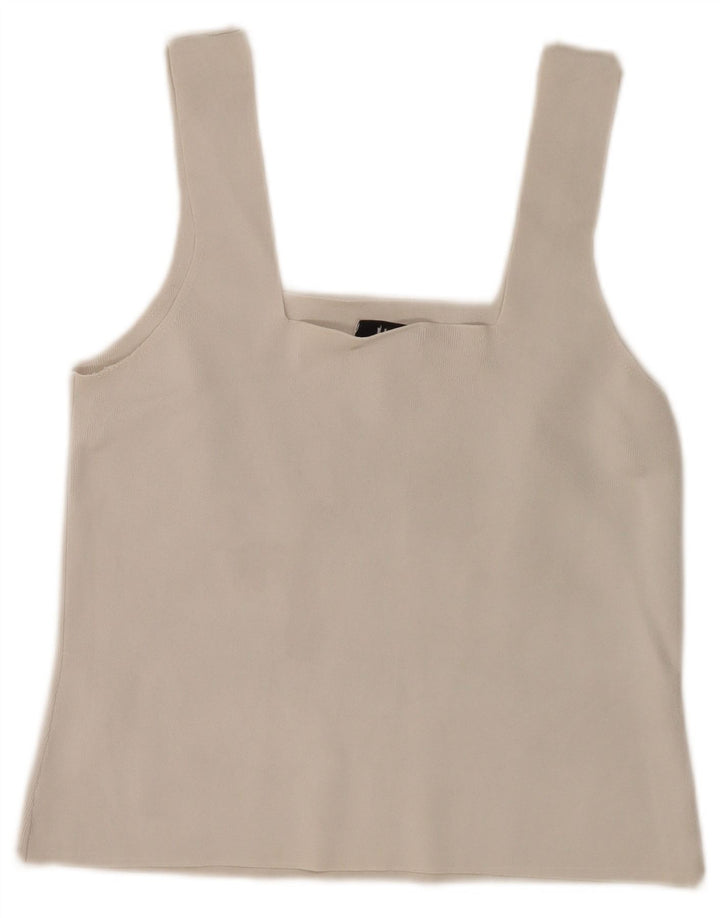 Canottiera corta da donna Reiss UK 14 grande in viscosa bianco sporco
