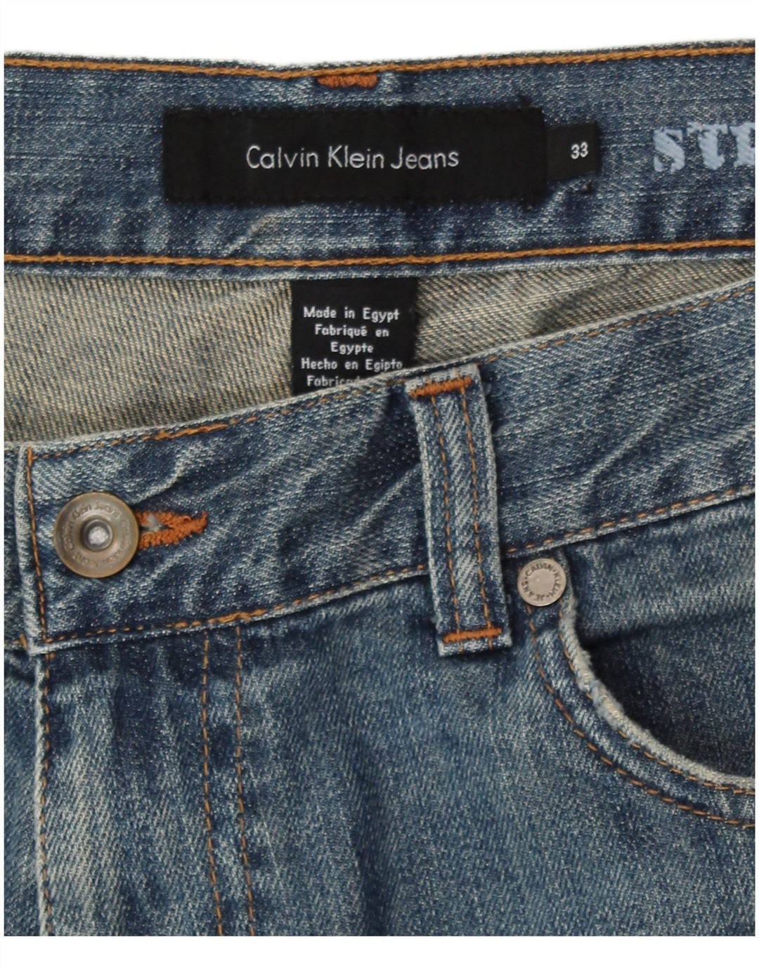 Pantaloncini di jeans da uomo Calvin Klein W33 cotone blu medio