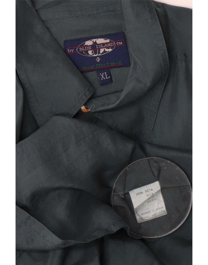 Camicia vintage da uomo XL in seta verde