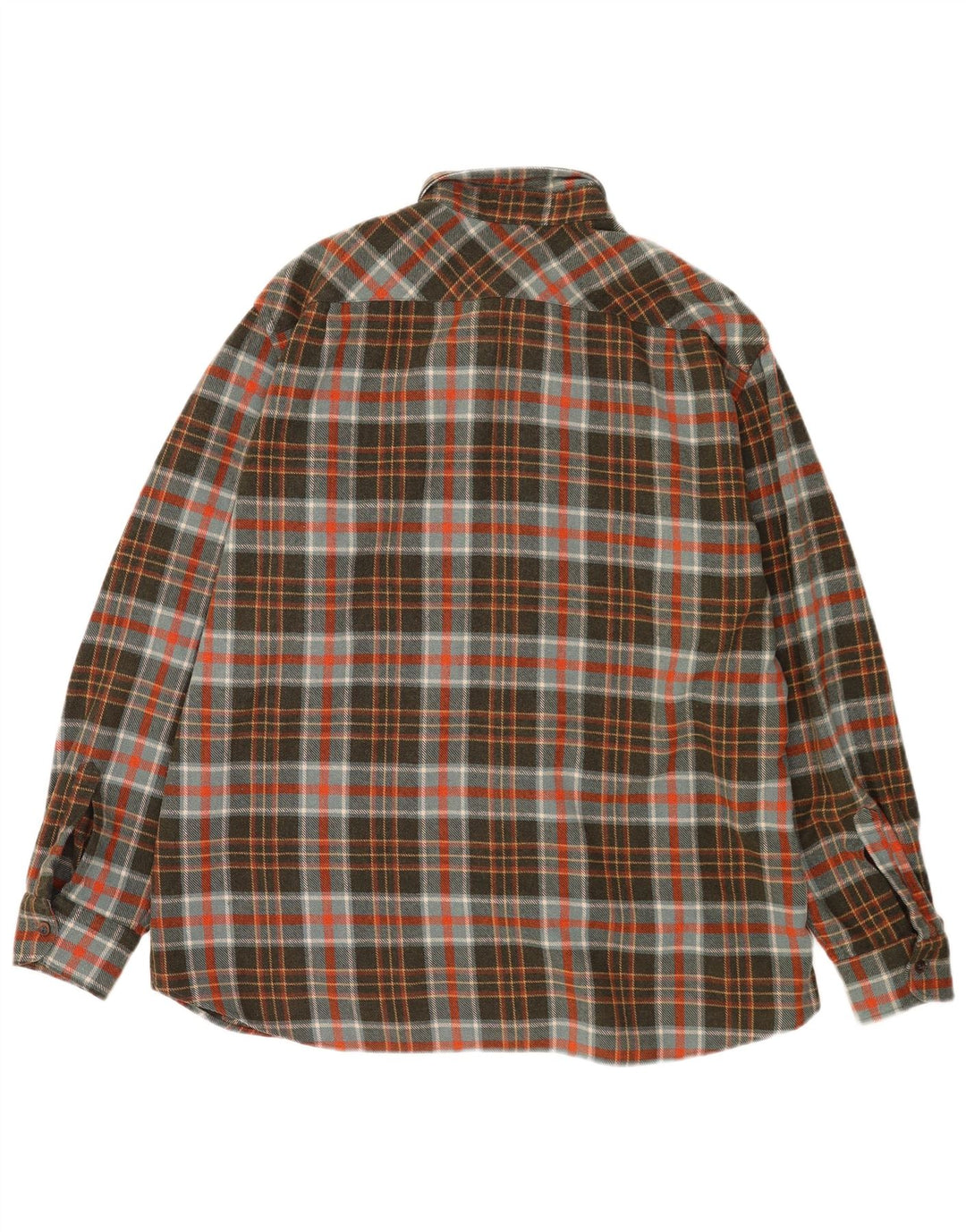 Camicia in flanella da boscaiolo vintage da uomo XL a quadri kaki
