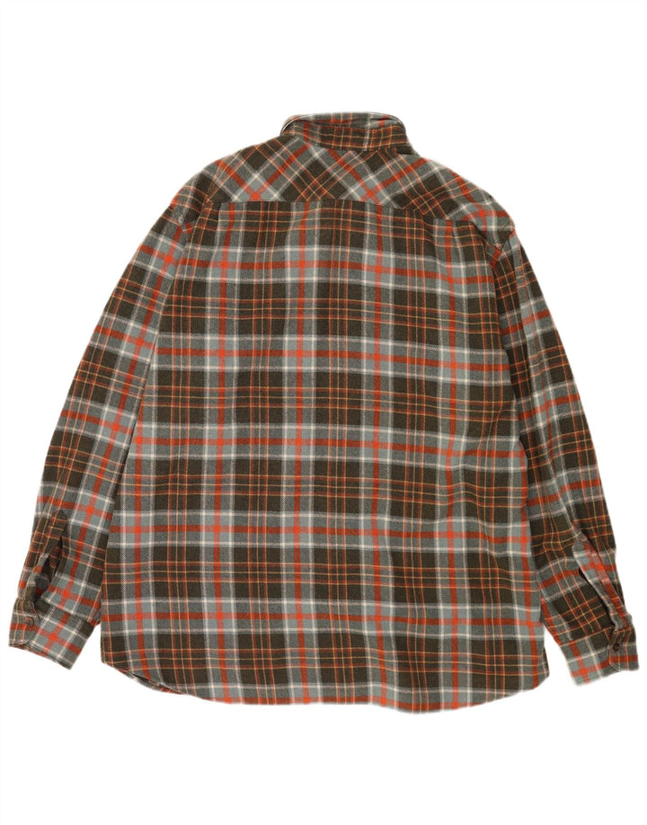 Camicia in flanella da boscaiolo vintage da uomo XL a quadri kaki