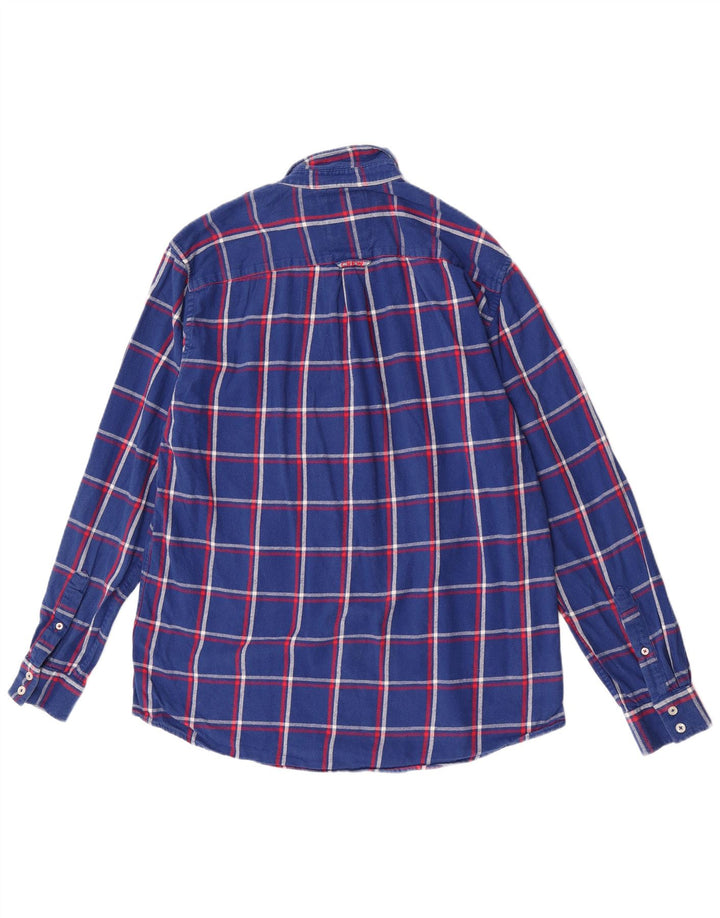 Crew Clothing Camicia da uomo in flanella dalla vestibilità regolare, in cotone a quadri blu grandi
