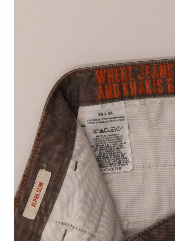Dockers Uomo Alpha Slim Jeans W34 L34 Cotone Marrone
