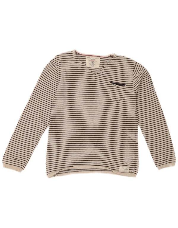 Maglione Zara per ragazze con scollo a V 9-10 anni a righe bianche