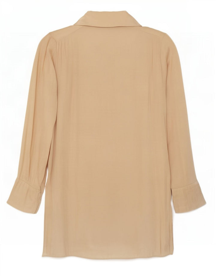 Abito chemisier oversize a maniche lunghe da donna Zara UK 10 piccolo poliestere beige