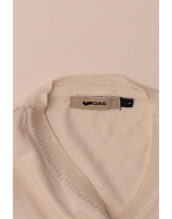 Maglione da uomo con scollo a V Gas piccolo bianco