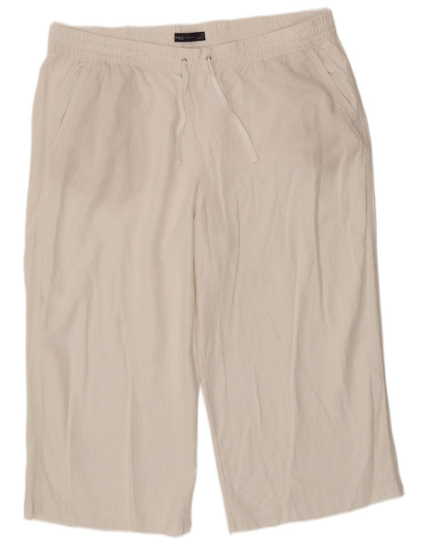 Pantaloni capri dritti da donna Marks & Spencer UK 20 2XL W40 L21 Bianco