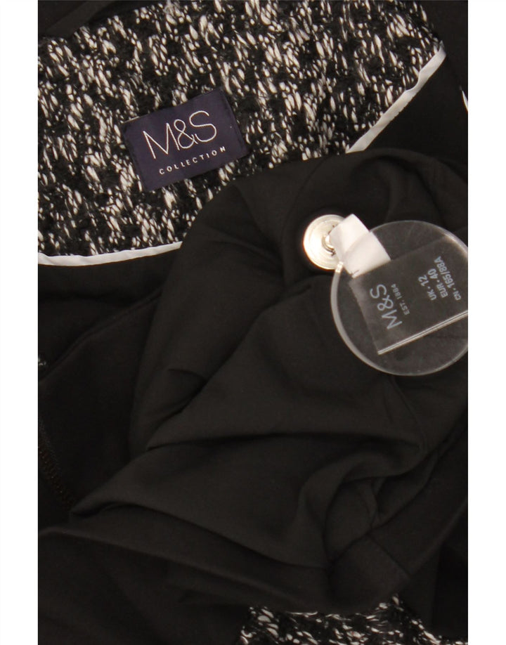 MARKS & SPENCER Giacca blazer corta da donna UK 12 media nera screziata