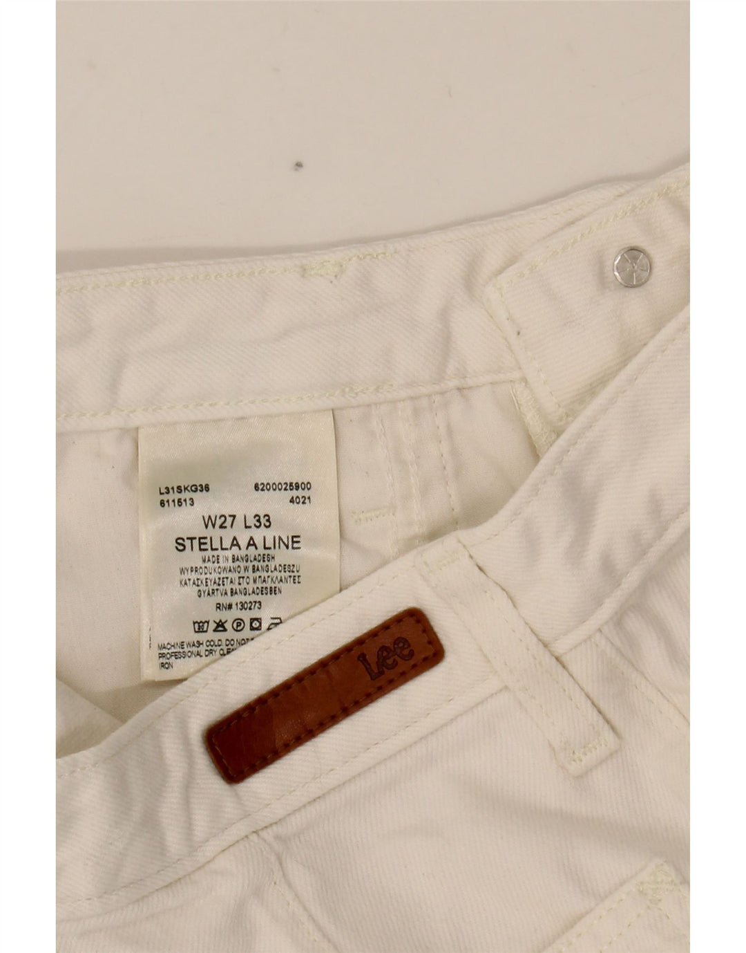 Jeans LEE Stella a gamba larga da donna W27 L27 in cotone bianco