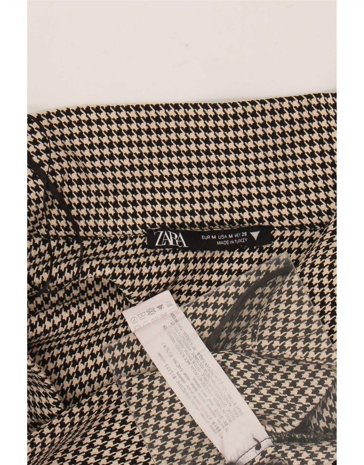 Zara Camicetta corta da donna UK 12 Medium Nero Pied de poule Poliestere