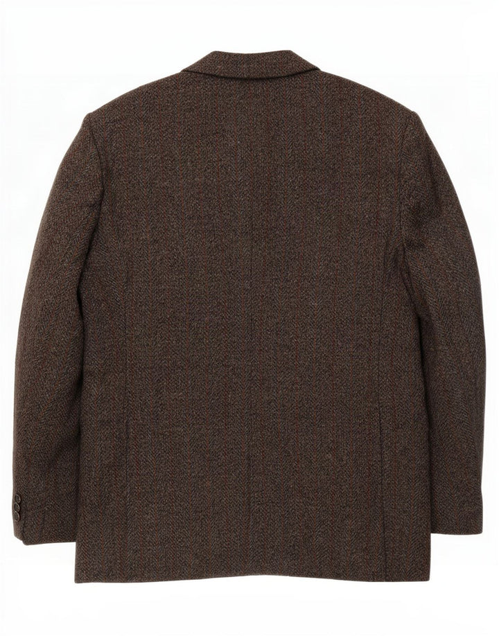 Giacca blazer vintage da uomo a 2 bottoni UK 38 in lana vergine a quadri marrone medio