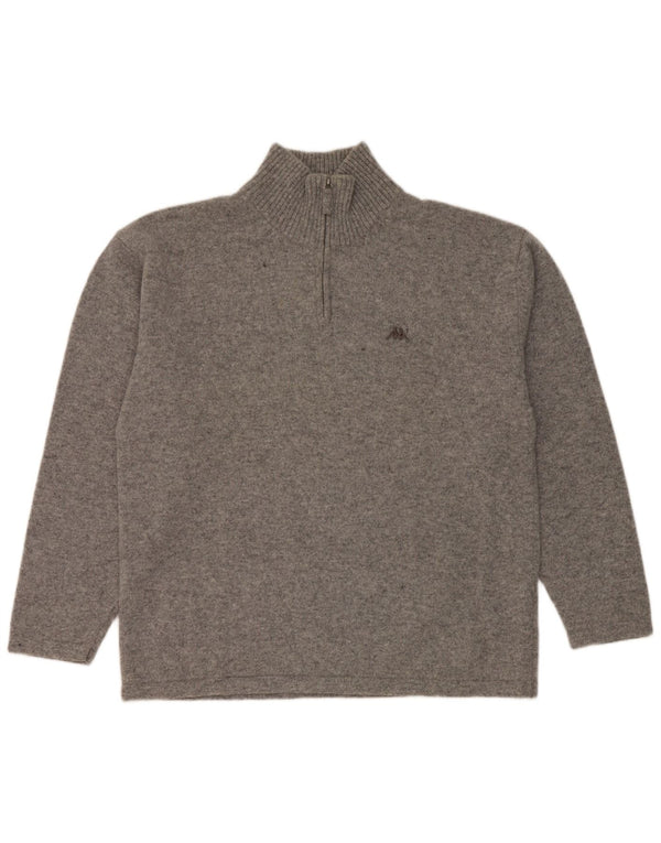 Kappa Mens Zip Neck Jumper Sweater 2XL Grey Flecked Virgin Wool