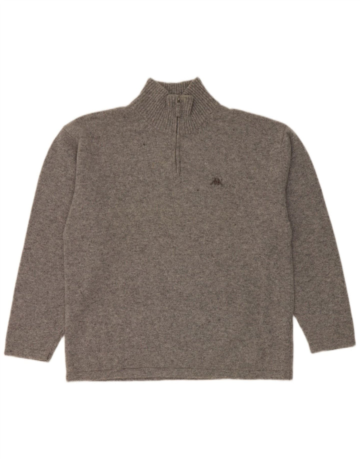 Maglione Kappa da uomo con zip e collo 2XL in lana vergine screziata grigia