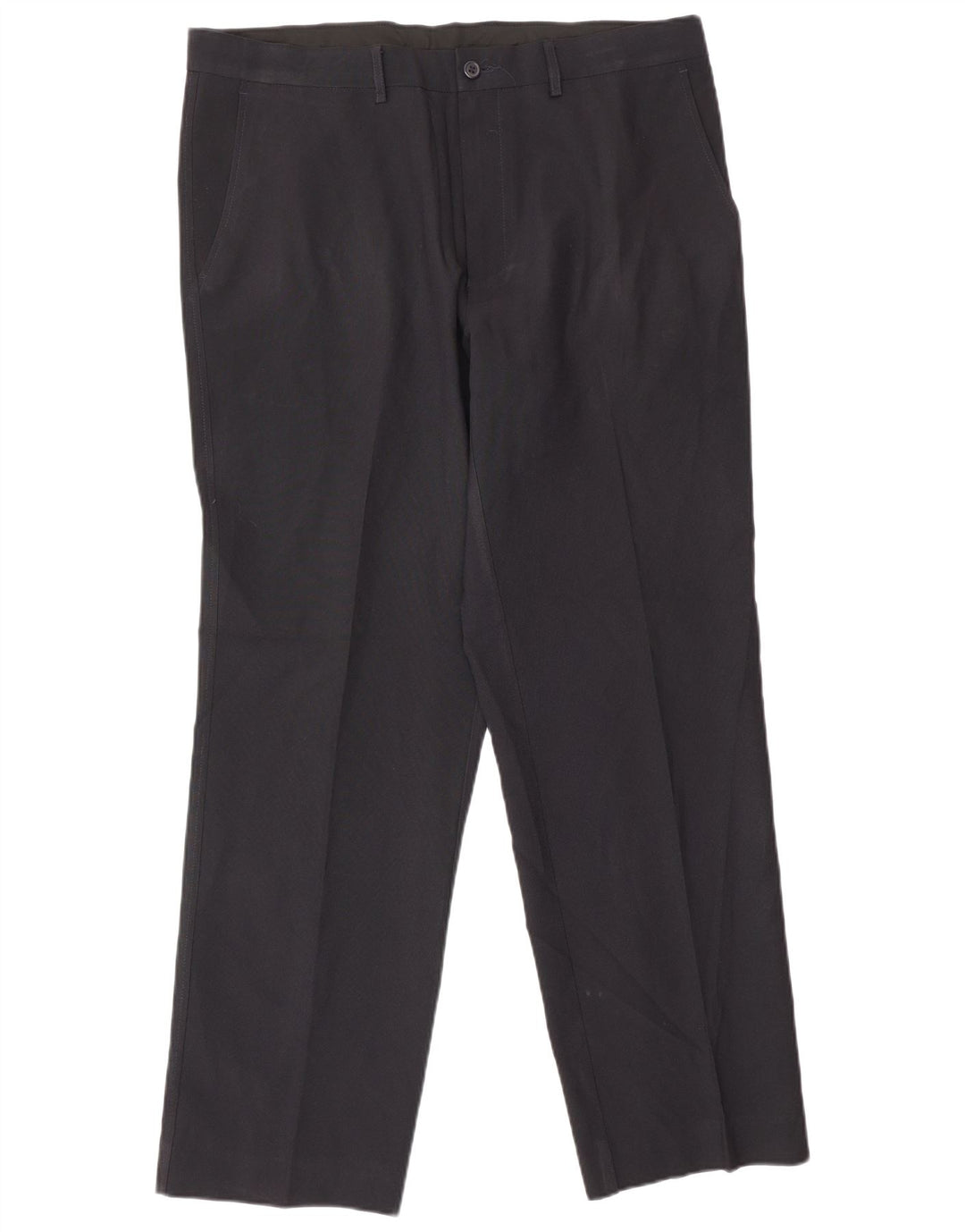 Pantaloni da abito dritti da uomo Marks & Spencer W36 L31 poliestere blu navy