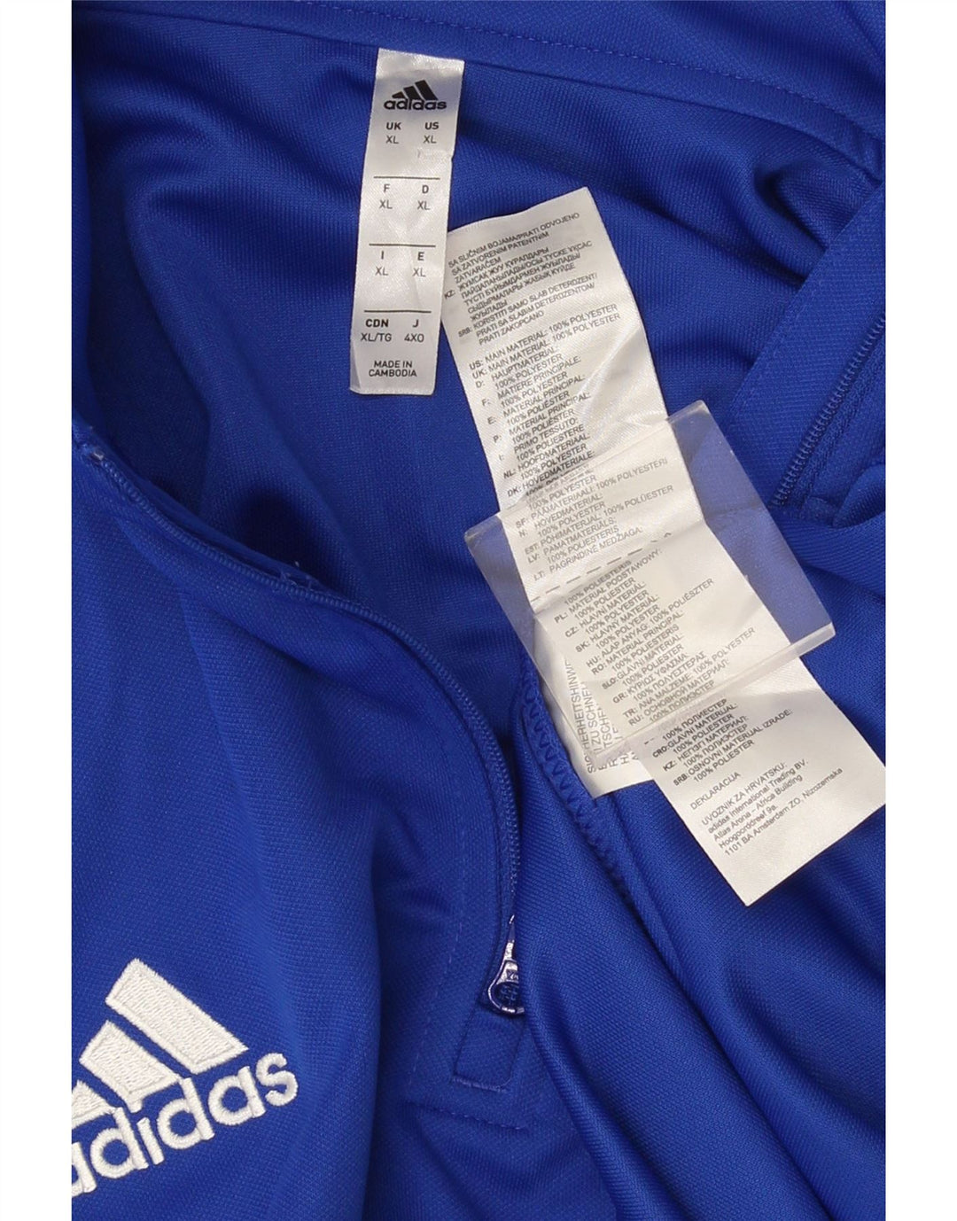 Adidas Donna Climalite Graphic Zip Collo Top Manica Lunga XL Blu Poliestere