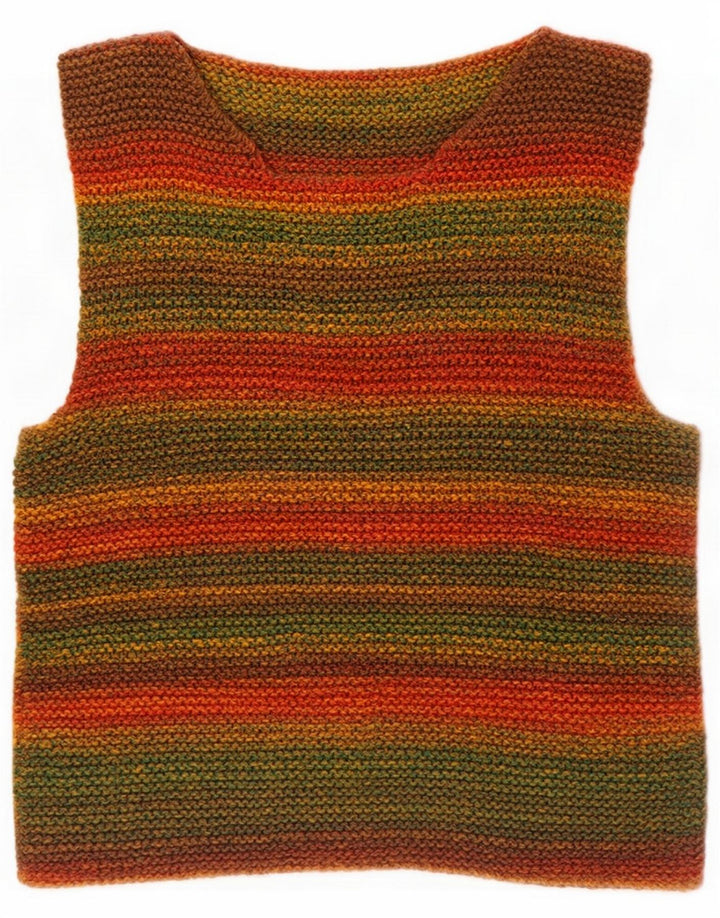 Canotta vintage da donna UK 12 a righe medie multicolore
