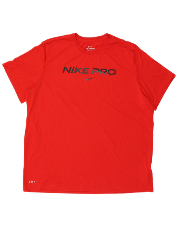 T-shirt grafica NIKE Dri Fit da uomo 2XL rossa in poliestere