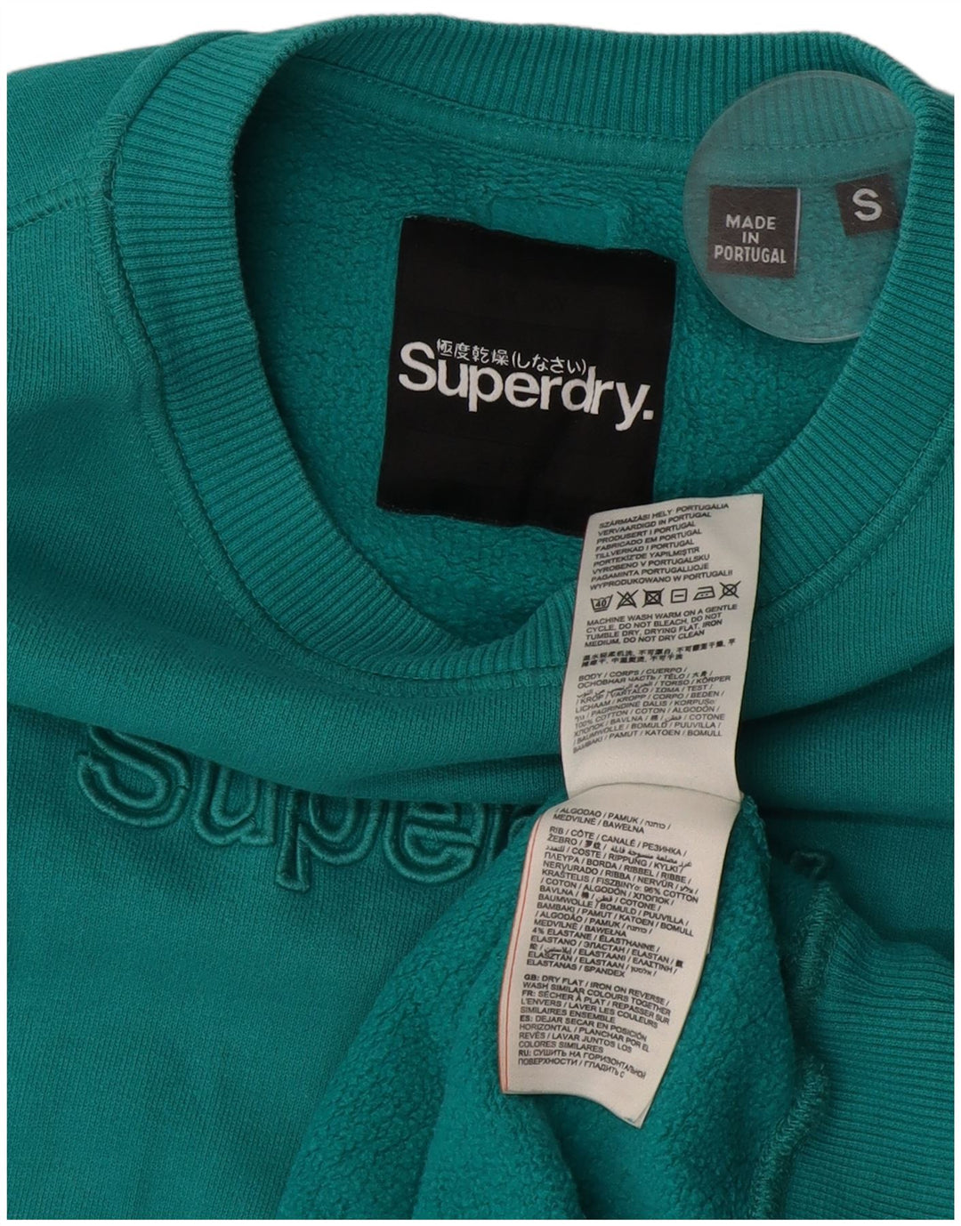 Felpa grafica da uomo SUPERDRY Maglione piccolo cotone turchese