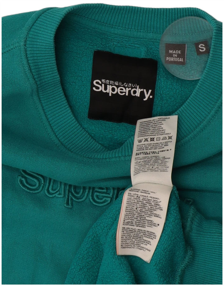 Felpa grafica da uomo SUPERDRY Maglione piccolo cotone turchese