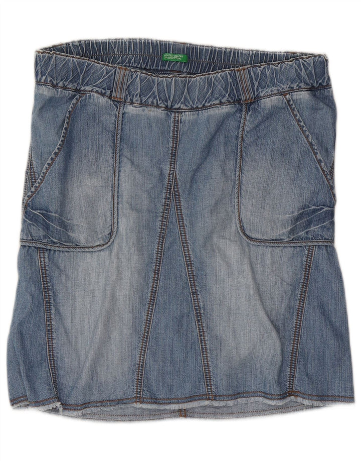 Gonna in denim da donna Benetton piccola W34 in cotone blu