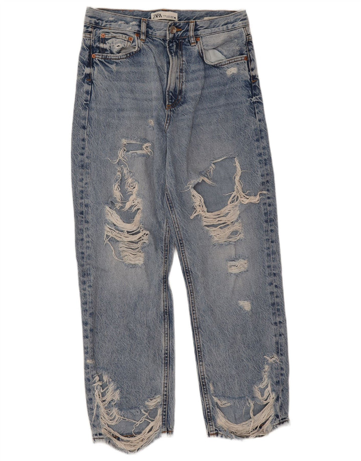 Jeans dritti effetto invecchiato da donna Zara EU 38 Small W28 L27 Blu