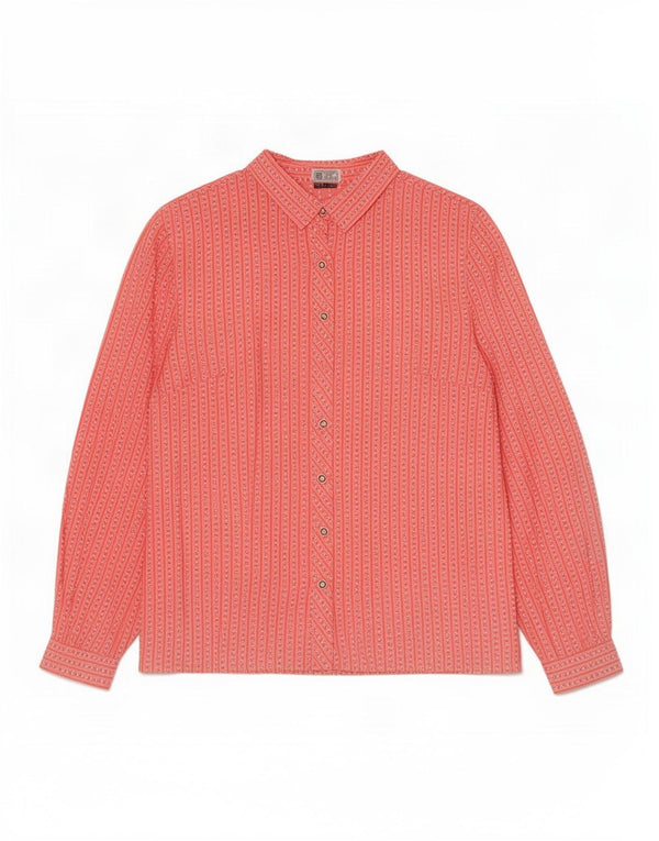 Vintage Womens Shirt UK 16 Large Pink Pinstripe Cotton