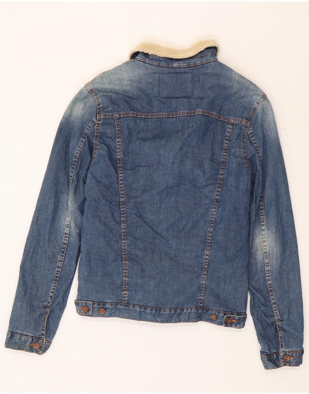 Giacca Zara da uomo in denim sherpa UK 36 Small Blue Colourblock