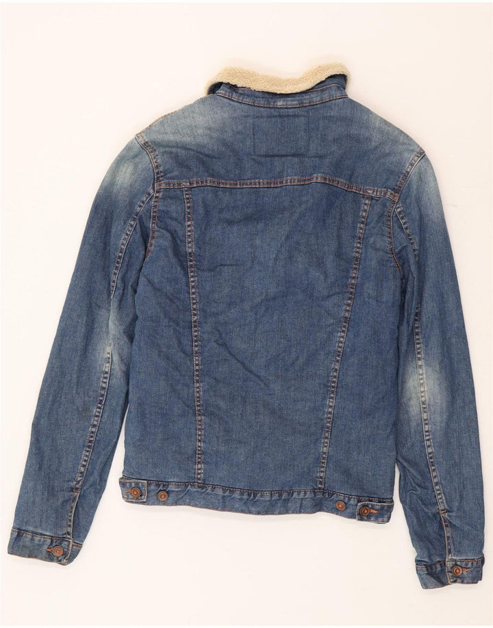 Giacca Zara da uomo in denim sherpa UK 36 Small Blue Colourblock