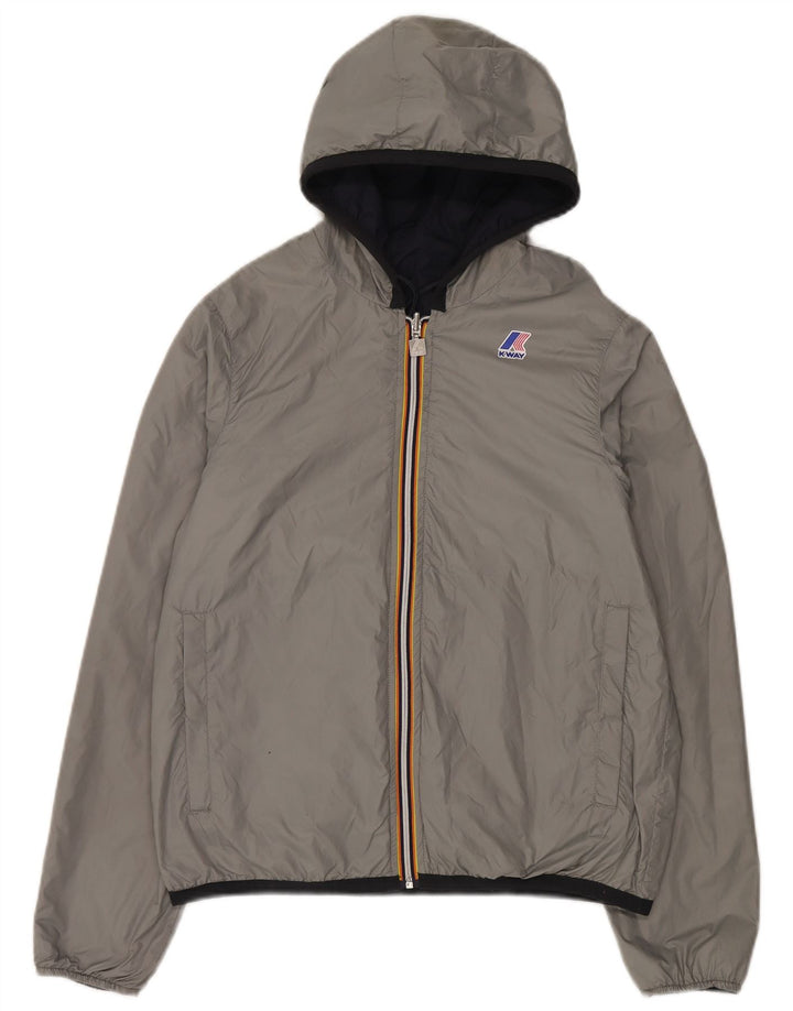 Giacca antipioggia reversibile con cappuccio da donna K-Way UK 14 Medium Blu Navy Poliammide